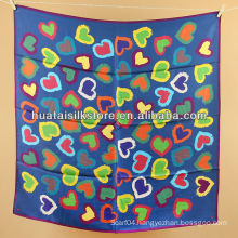 wrap hangzhou real silk printing colorful blue heart scarf women wrap